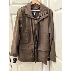 Roundtree & Yorke brown cotton field jacket features a corduroy-lined collar M